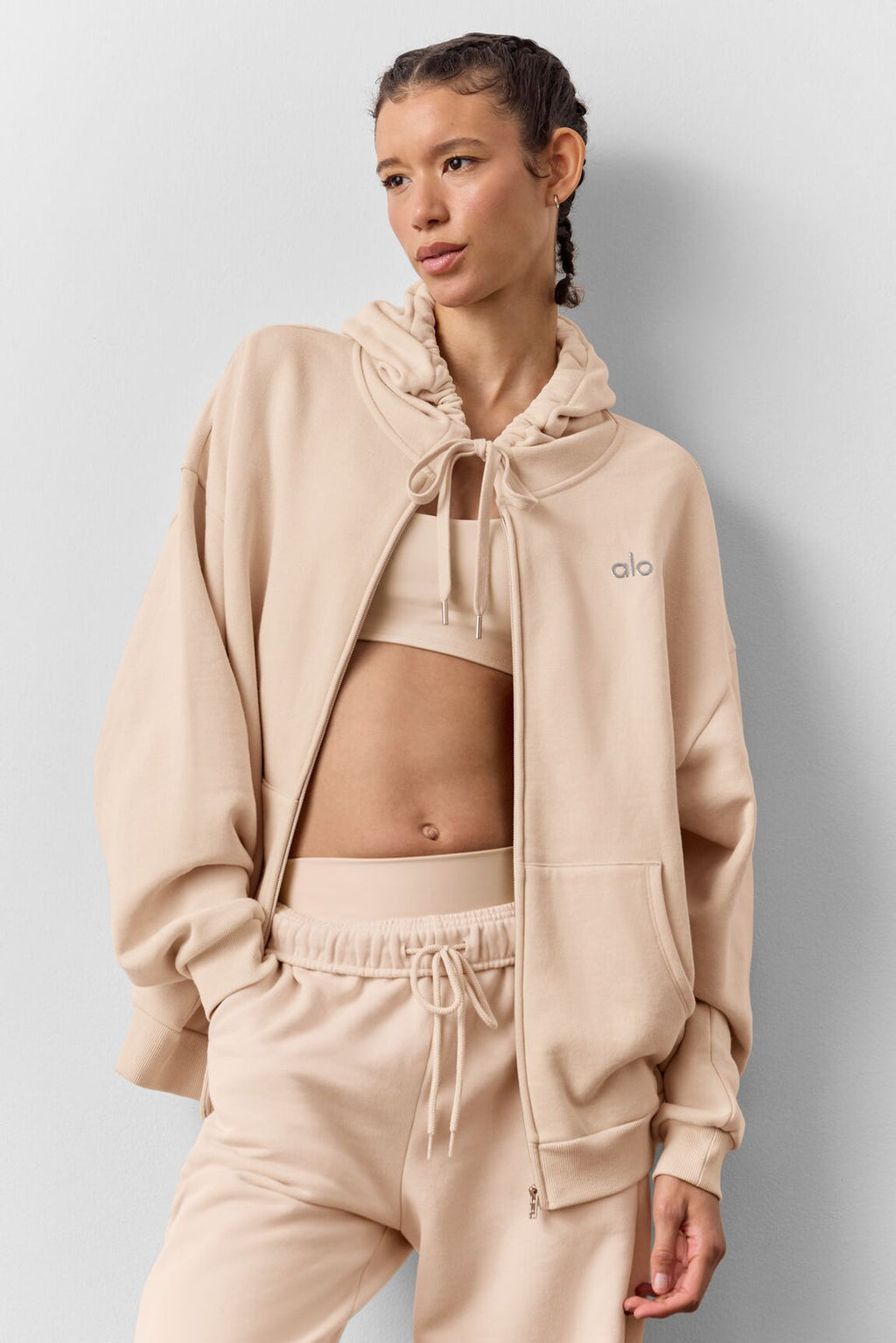 Sudadera con capucha y cremallera completa Accolade - Macadamia