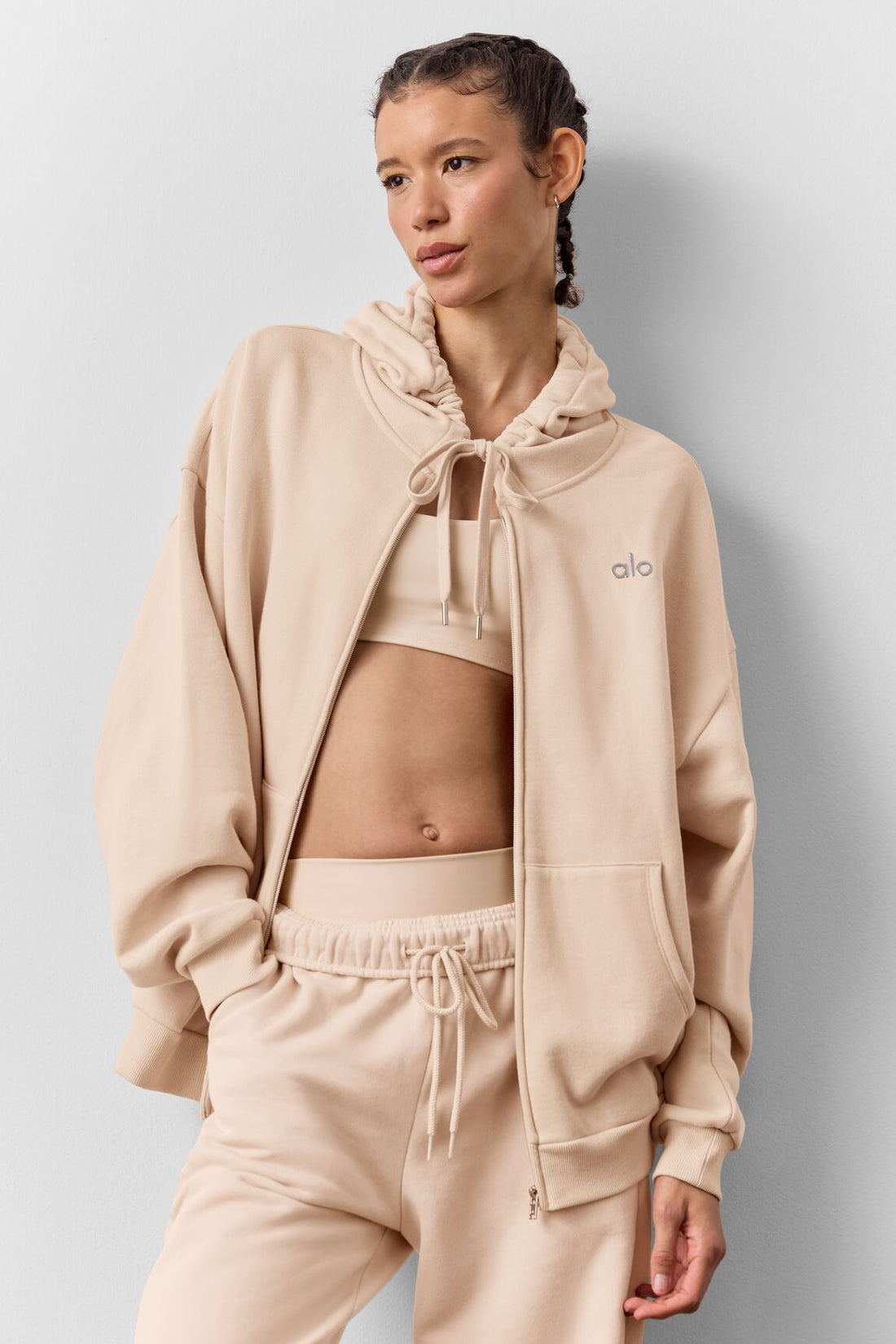 Sudadera con capucha y cremallera completa Accolade - Macadamia