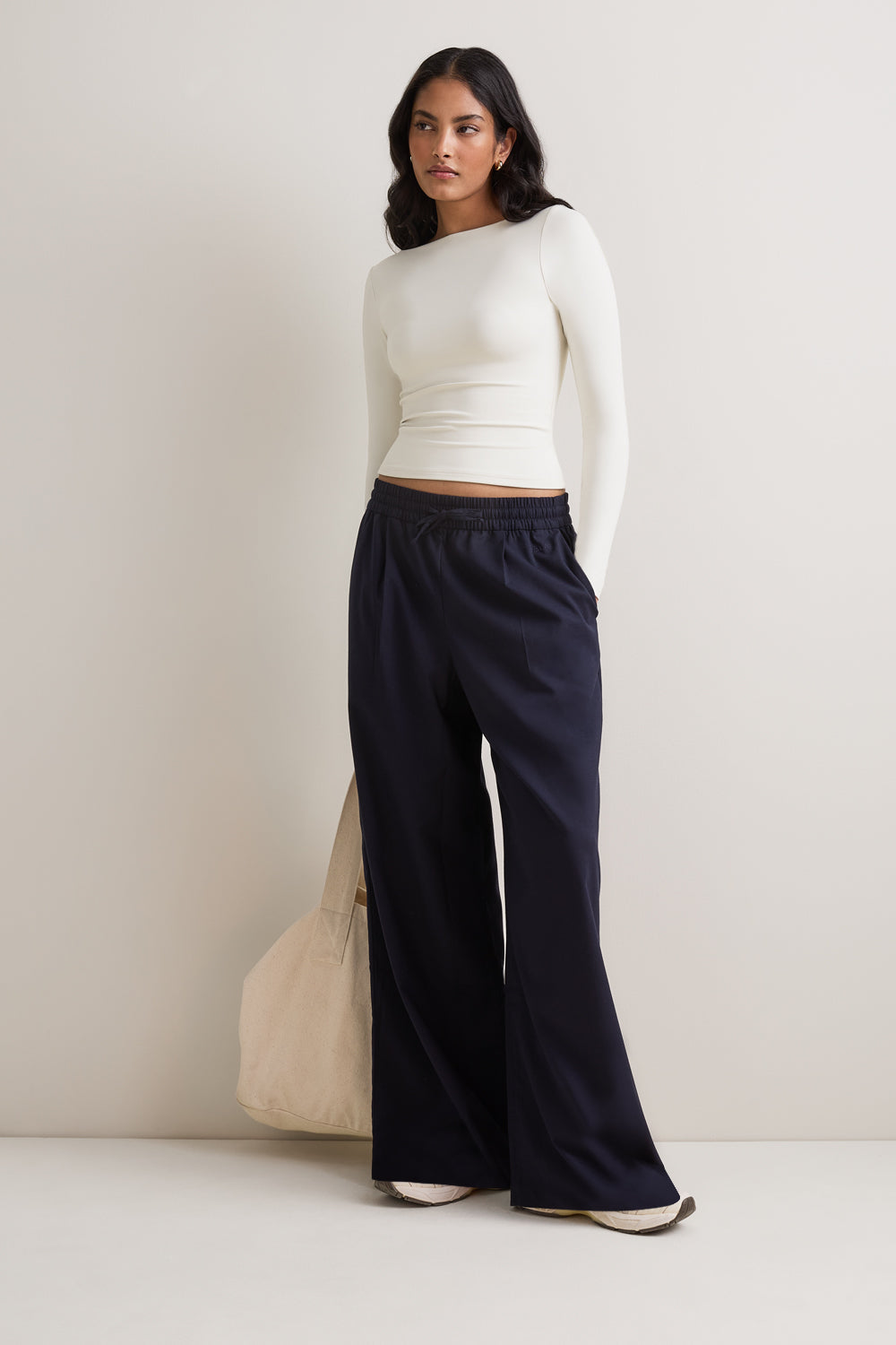 365 Boat Neck Long Sleeve Top - Coconut Milk