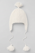 Cable Knit Winter Bliss Earflap Beanie - Ivory