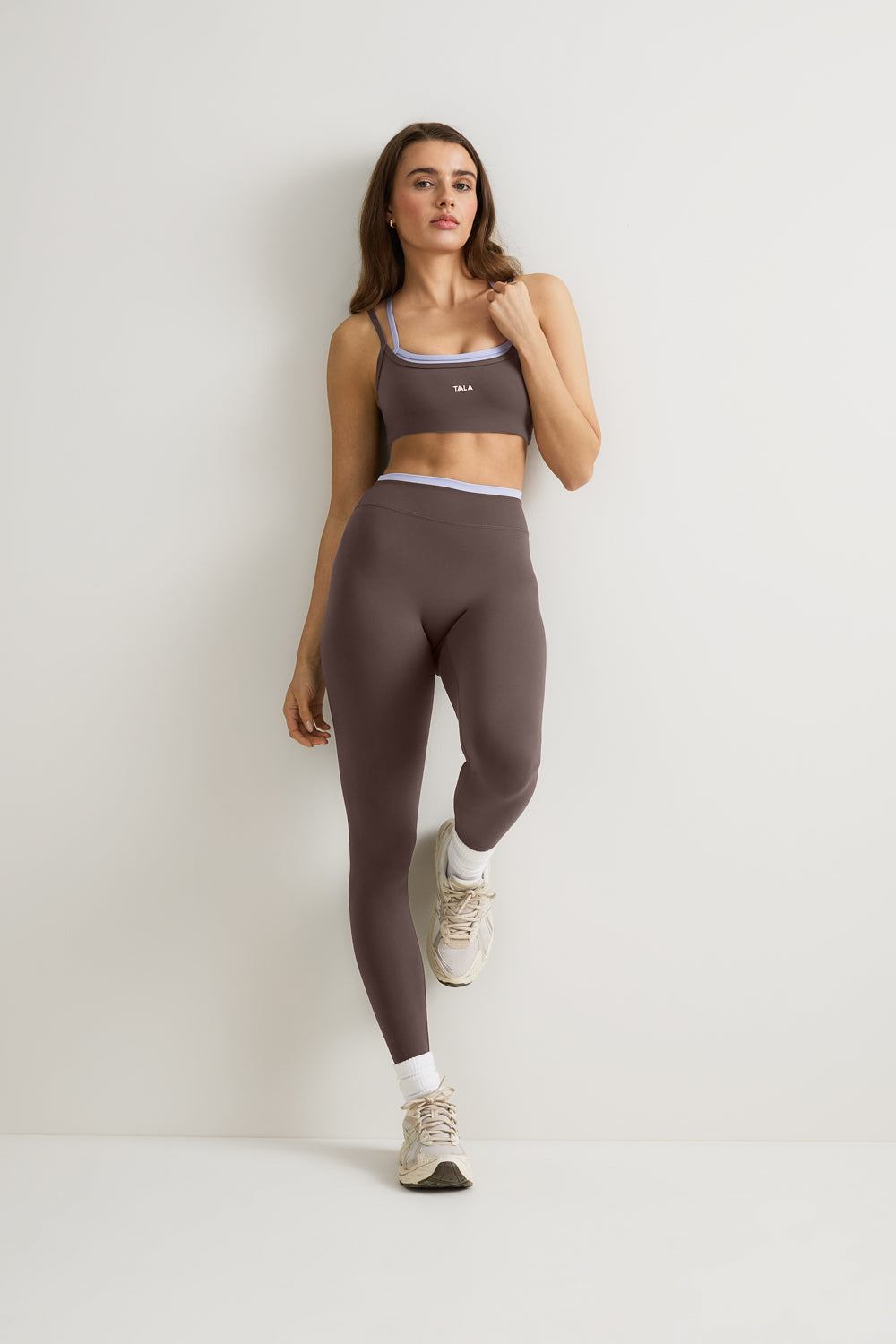 DayFlex Double Layer Sports Bra - Mocha Brown / Lilac