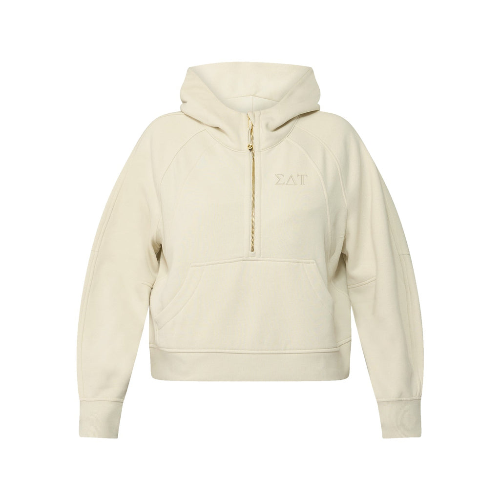 LIMITED EDITION Sigma Delta Tau lululemon Scuba Oversized Half-Zip Hoodie - Ivory & Gold