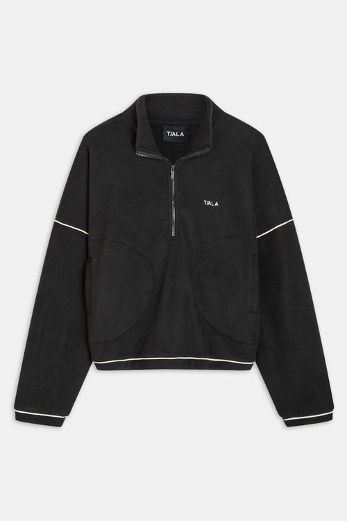 1/4 Zip Fleece Jacket - Black & Ivory