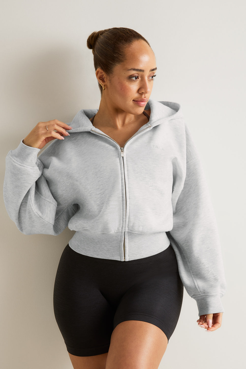 Cocoon Zip Through Hoodie - Grey Marl