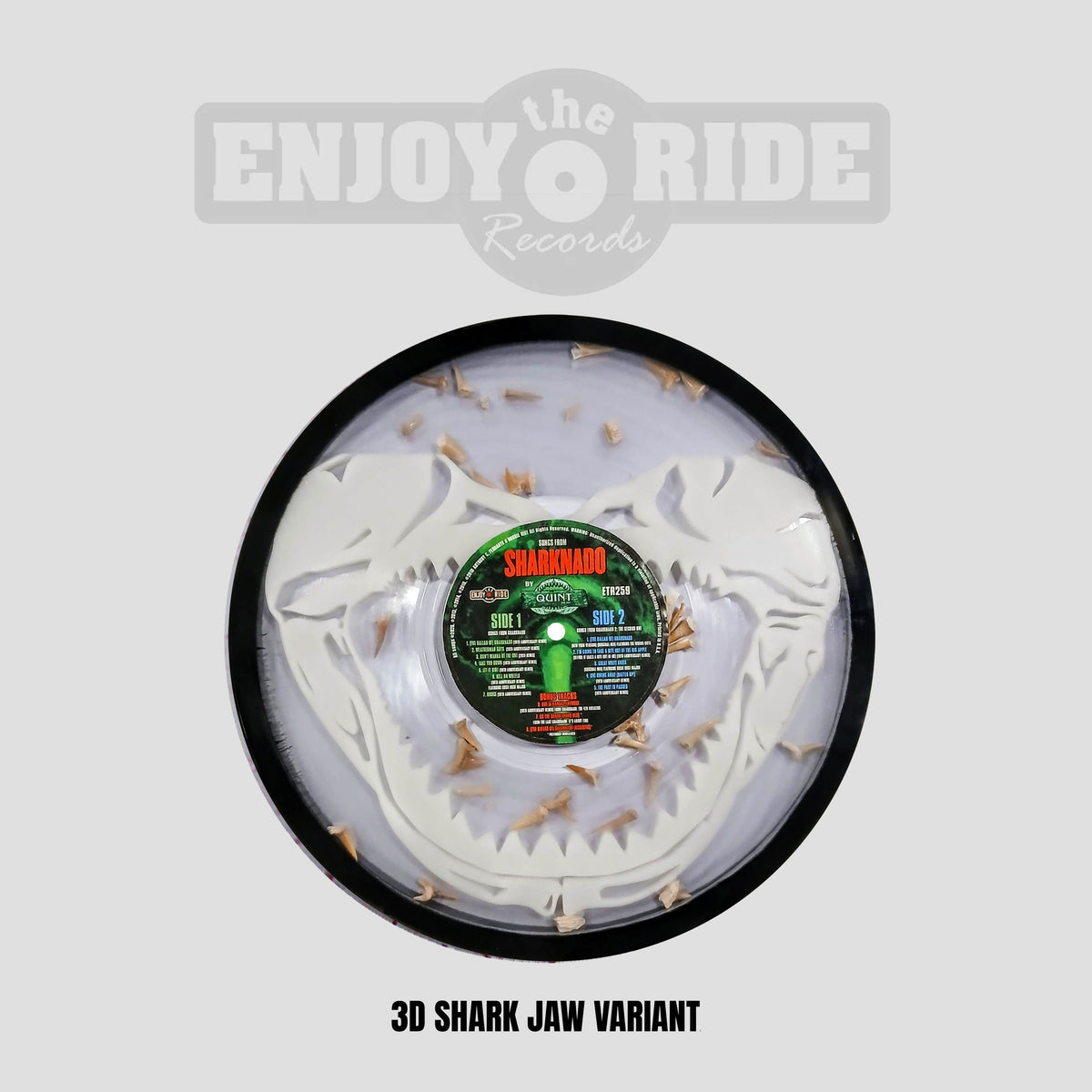 Glow In The Dark 3D Printed REAL Shark Tooth FILLED Vinyl for Songs from Sharknado PRE ORDER