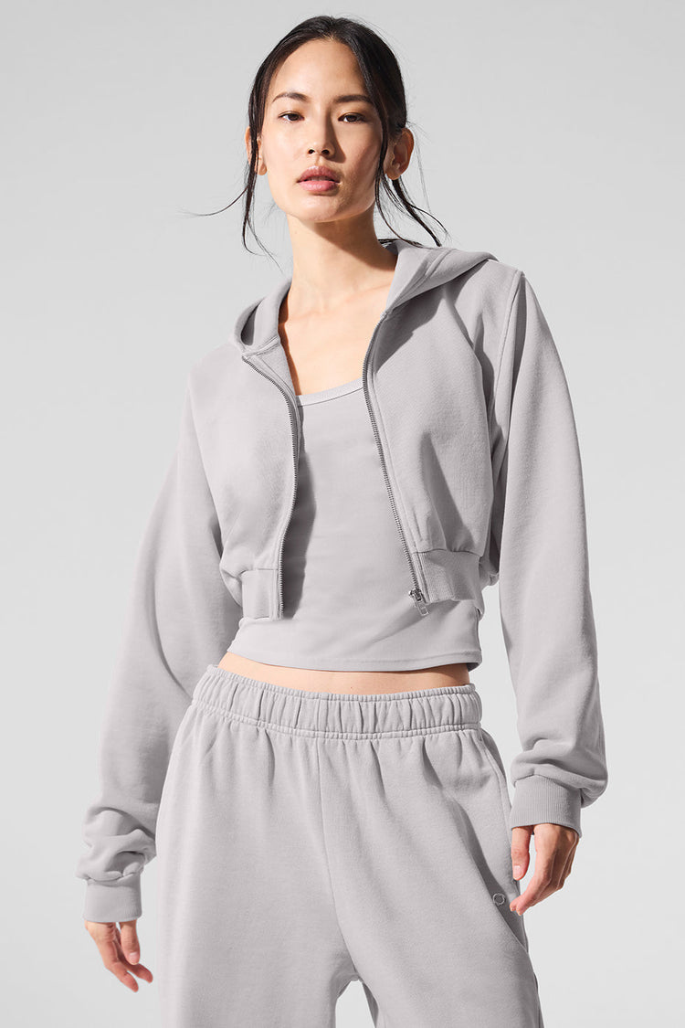 Sudadera con capucha y cremallera Sweet Escape lavada - Lavado gris cielo