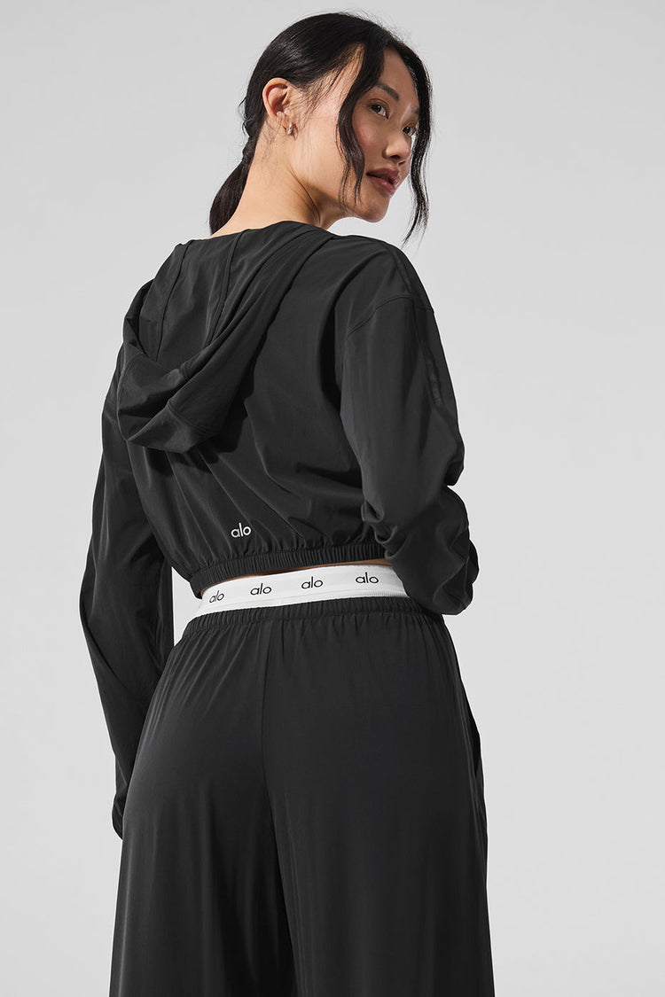 Sudadera corta transpirable con cremallera completa - Negra Precio regular