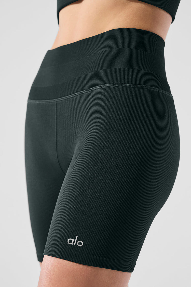 Pantalón corto Favorite de 5" acanalado sin costuras - Verde carbón