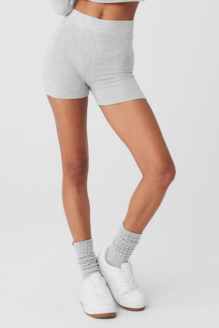 Pantalón corto Alolux de cintura alta Me Time - Gris jaspeado atlético