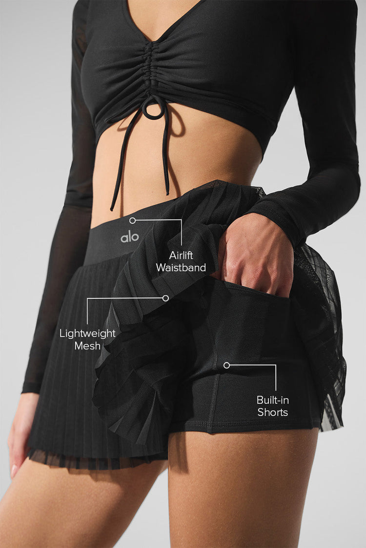 Falda de tenis de malla Baseline - Negra